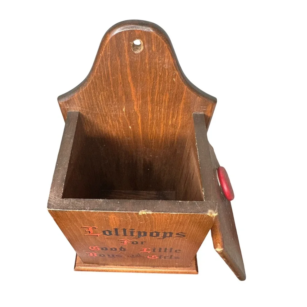 Wood Lollipop Box Maine Americana Candy Bin Cornwall Wood Products Vintage 50s
